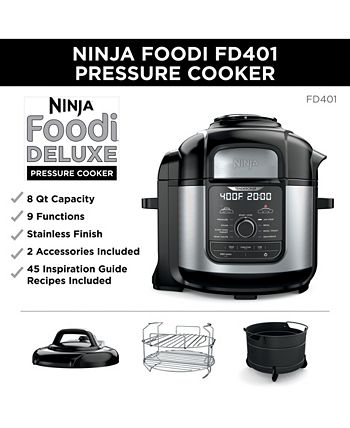 Dropship Ninja FD401 Foodi 12-in-1 Deluxe XL 8 Qt. Pressure Cooker & Air  Fryer That Steams, Slow Cooks, Sears, Sautés, Dehydrates & More, With 5 Qt.  Crisper Basket, Deluxe Reversible Rack 