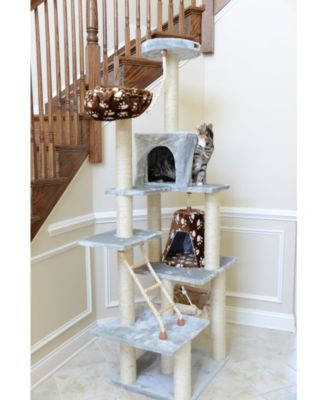 Real Wood Cat Climber Play House, A7802 Cat furniture With Playhouse, Lounge Basket