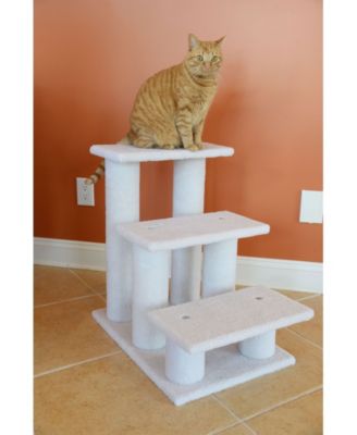 3 Step Real Wood Cat Step Stairs Ramp, 25" Height Dogs Climber And Kitten Steps B3001