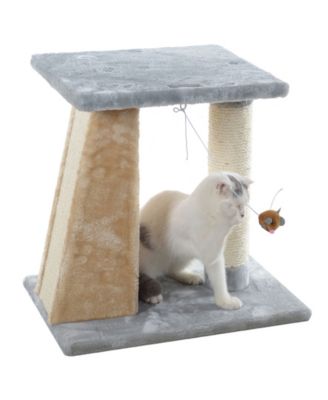 X2001 Two-Level Platform Real Wood Scratcher with Sisal Carpet Board for Small Cats