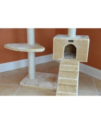 Cats Natural Sisal Posts Tower, Real Wood Scratching Tree For Cats, 58inch Height Beige Condo A5801