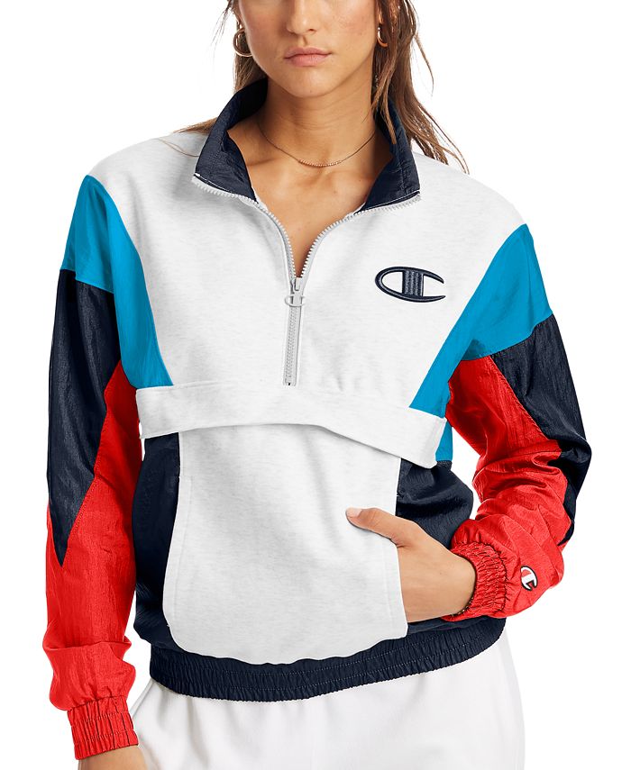 Champion Women s Colorblocked Mixed Media Half Zip Jacket Macy s