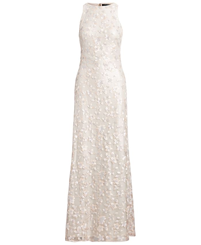 Lauren Ralph Lauren Sequin-Floral Sleeveless Gown - Macy's