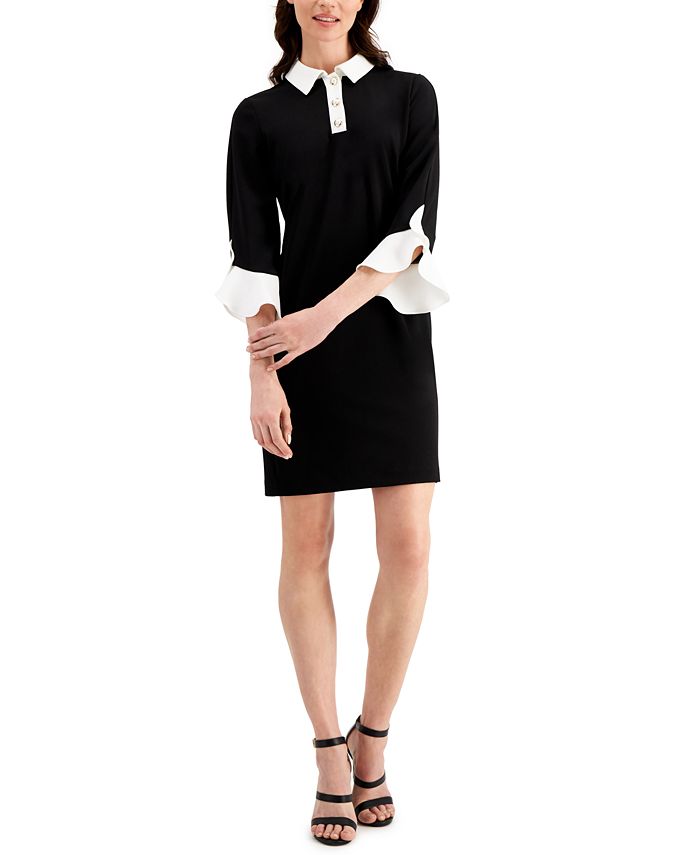 Karl lagerfeld paris tulip store bell sleeve crepe dress