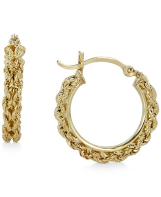 Macy's Heart Rope Chain Hoop Earrings in 14K Gold - Yellow Gold