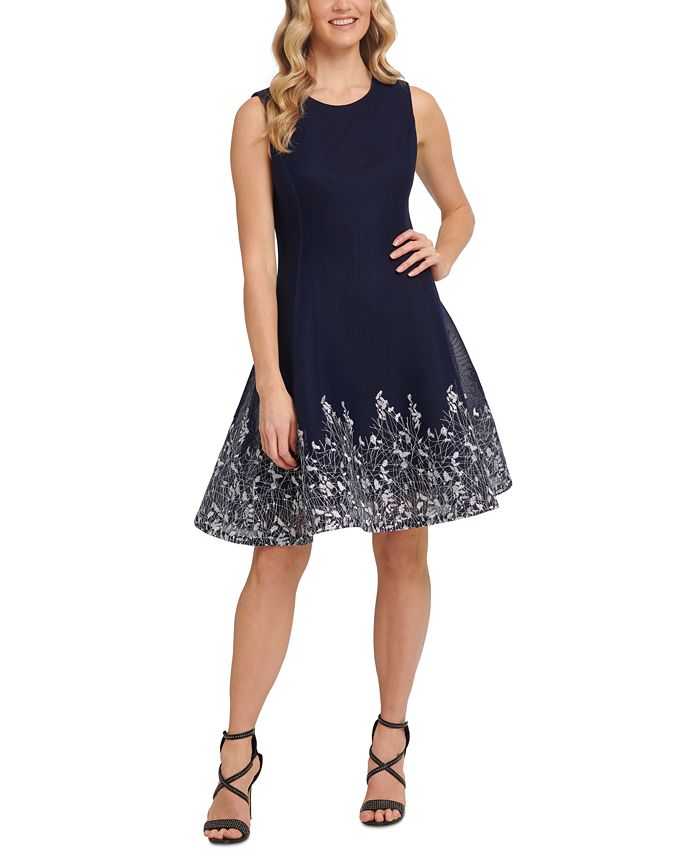 DKNY Embroidered Mesh Fit & Flare Dress & Reviews - Dresses - Women ...