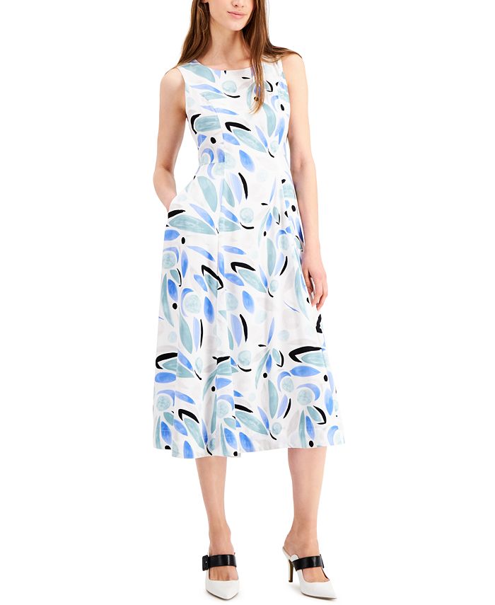Alfani Printed Fit & Flare Dress, Created for Macy's & Reviews ...