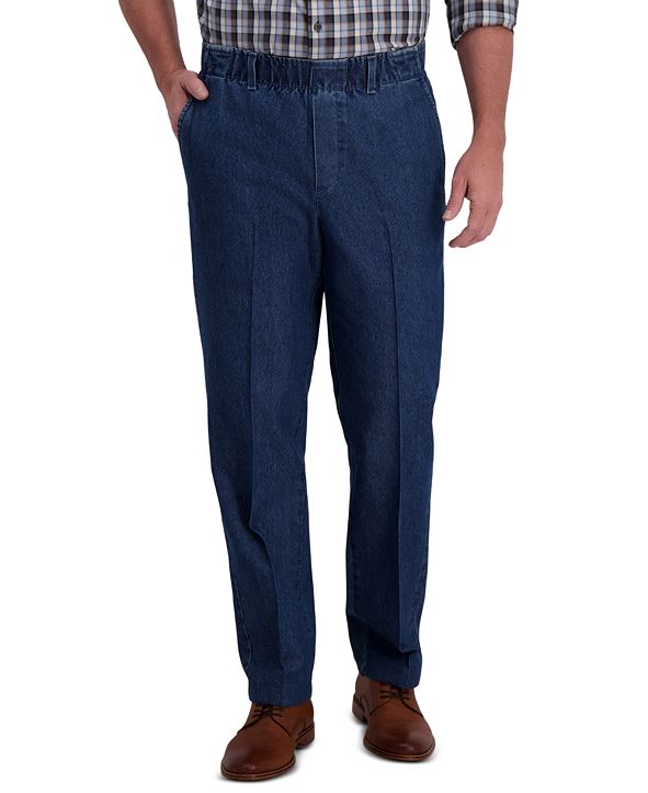 Haggar Men's Premium ClassicFit WrinkleFree Stretch Elastic Waistband