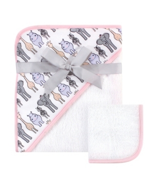 Hudson Baby Baby Girls and Boys Safari Hooded Towel and Washcloth Pack of 2