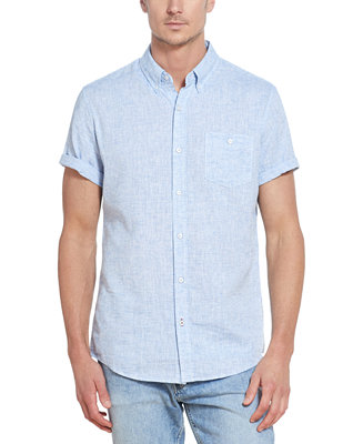 Weatherproof Vintage Men's Solid Short Sleeves Linen Shirt - Macy's