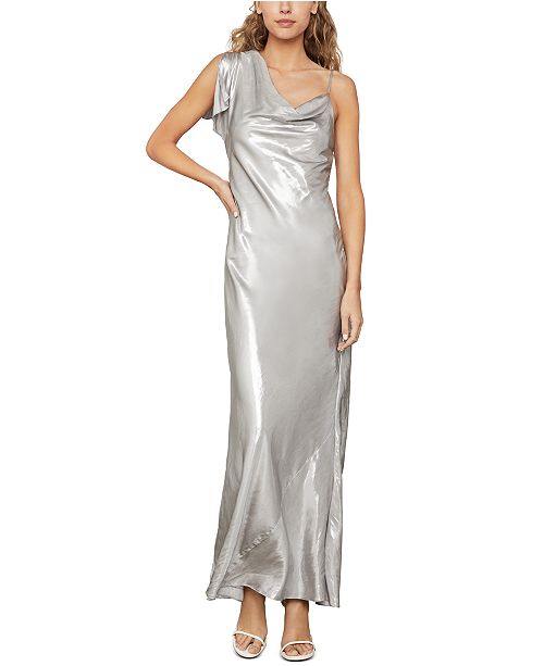 bcbg metallic pleated gown