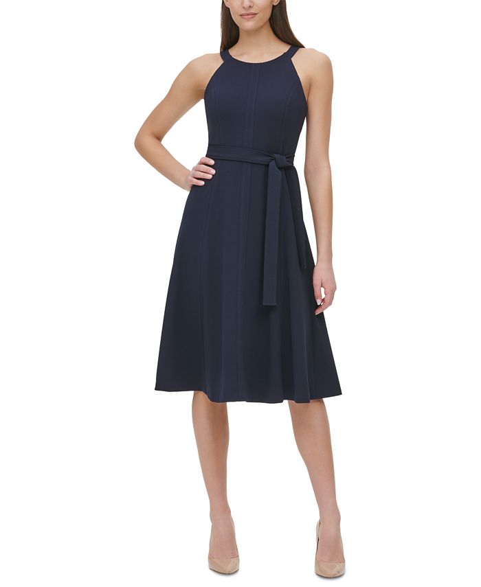 Tommy Hilfiger Belted Fit & Flare Dress - Macy's