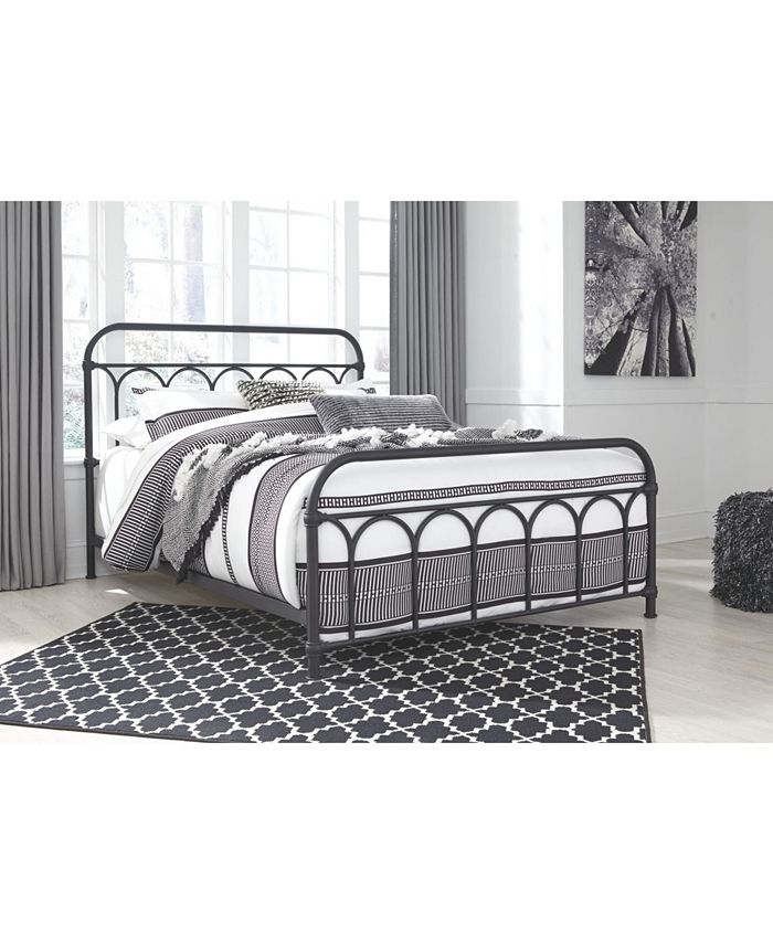 Letto Matrimoniale In Metallo Nashburg - Testiera E Pediera In Ferro Battuto, Finitura Opaca Nera, Signature Design By Ashley