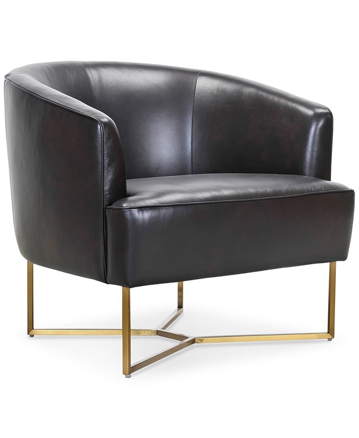 Furniture CLOSEOUT! Trentley Leather Accent Scoop Chair - Macy's