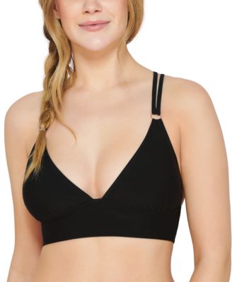 Hula Honey - Juniors' Cross-Back Midkini Bikini Top, Available in D/DD