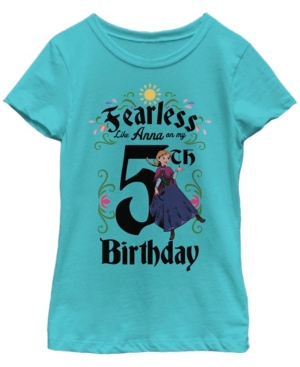 Big Girls Frozen Anna Birthday 5 Short Sleeve T-shirt