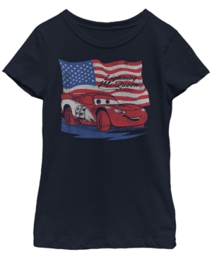 Big Girls Cars-Cars 2 Lightning Flag Short Sleeve T-shirt