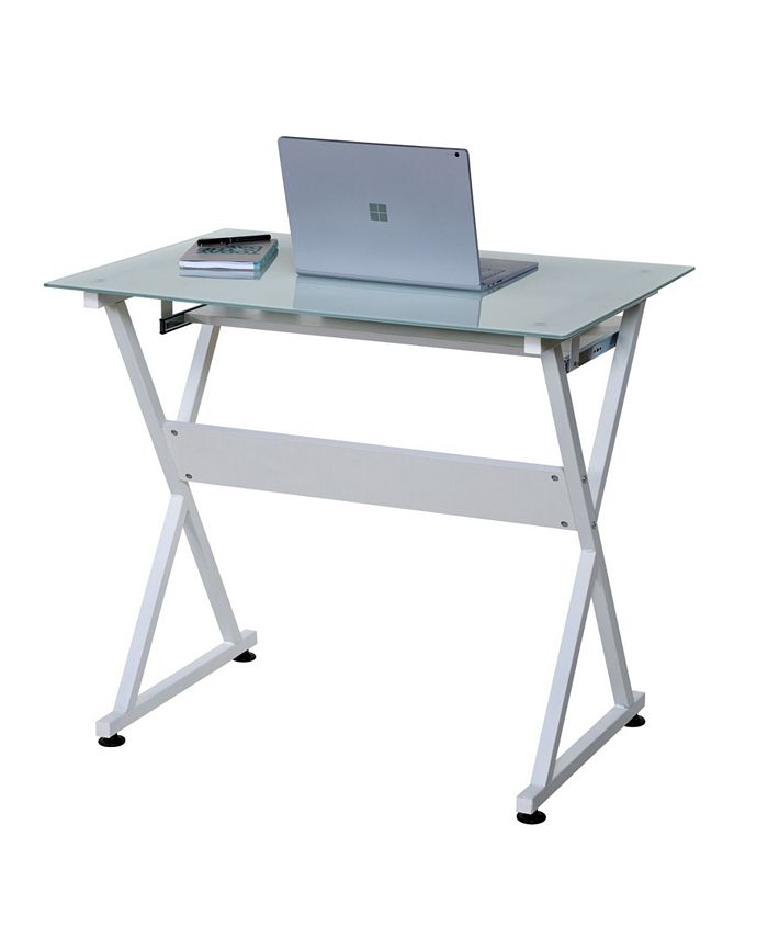 OneSpace Ultramodern Glass Computer Desk with PullOut Keyboard Tray