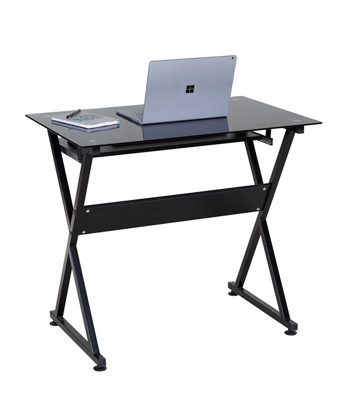 OneSpace Ultramodern Glass Computer Desk with PullOut Keyboard Tray