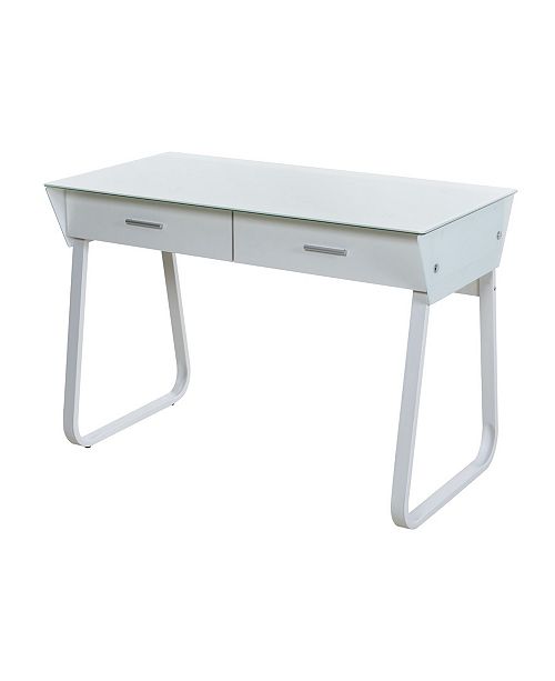 Onespace Ultramodern Glass Computer Desk With Drawers Reviews