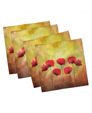 Ambesonne Poppy Set of 4 Napkins 12