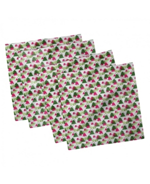 Ambesonne Christmas Tree Set of 4 Napkins 12