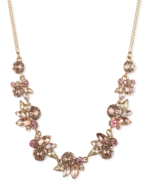 image of Givenchy Crystal Floral Cluster Frontal Necklace, 16