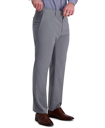 Haggar - Men's Classic-Fit 4-Way Stretch Textured Plaid Performance Dress Pants