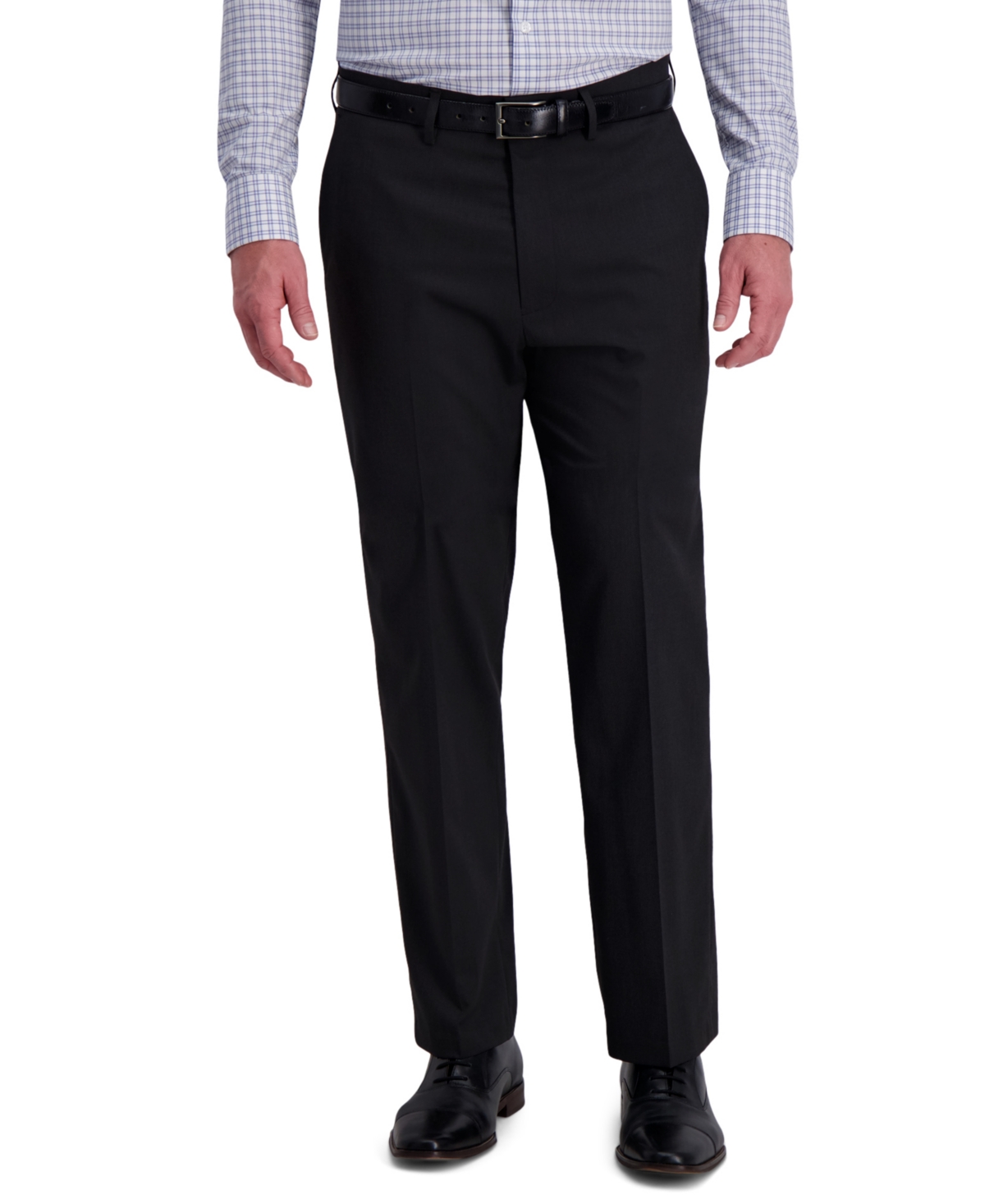 J.m. Haggar Men's 4-Way Stretch Diamond-Weave Classic Fit Flat Front Performance Dress Pant - Charcoal
