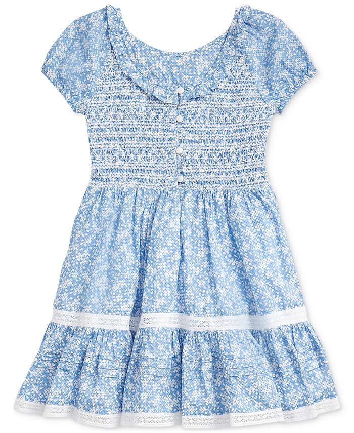 Polo Ralph Lauren Little Girls Smocked Floral Cotton Dress - Macy's