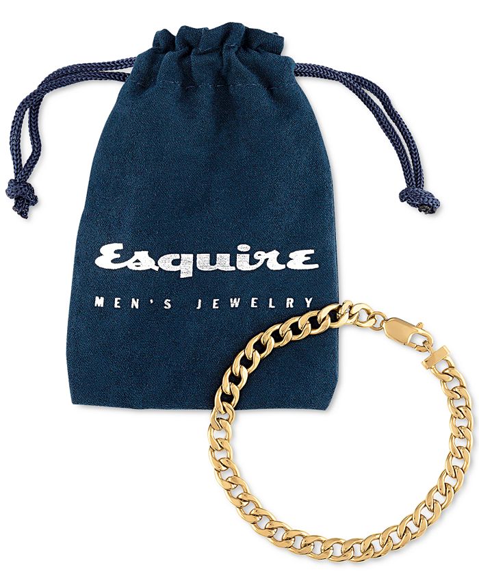 Esquire Men's Jewelry Curb Link Chain Bracelet in Gold-Tone Ion-Plated ...