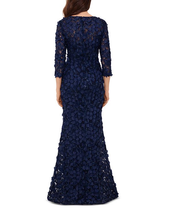 xscape floral tiered chiffon gown