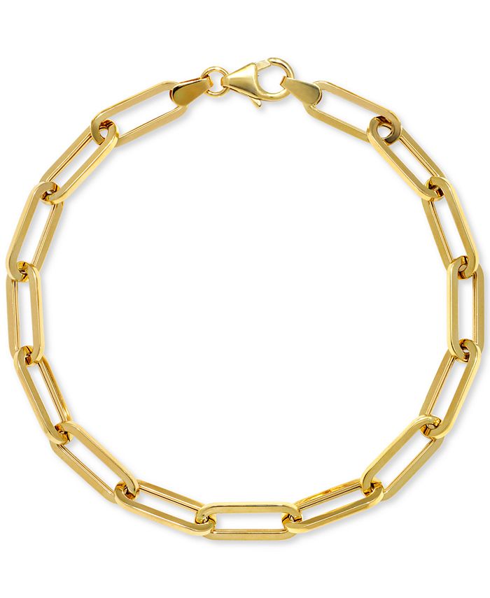14K Yellow Gold Extra Large Paper Clip Chain Bracelet