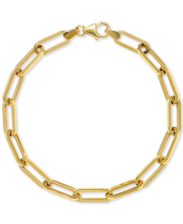 Italian Gold Paperclip Link Bracelet in 14k Gold & Reviews - Bracelets ...