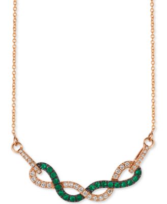 Le Vian - Costa Smeralda Emerald (1/3 ct. t.w.) & Vanilla Diamond (1/3 ct. t.w.) Fancy 18" Statement Necklace in 14k Rose Gold
