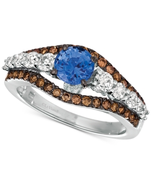 image of Le Vian Cornflower Ceylon Sapphire (7/8 ct. t.w.) & Diamond (7/8 ct. t.w.) Ring in 14k White Gold