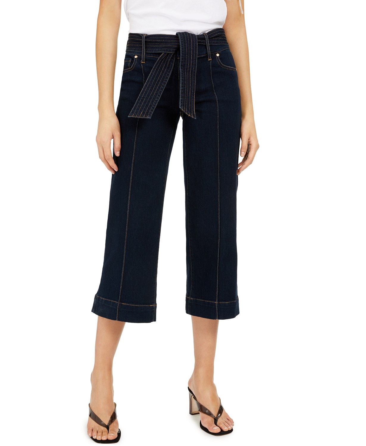 INC Tie-Waist Culotte Jeans, Created for Macy's