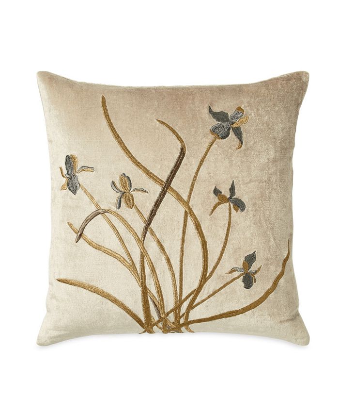 Michael Aram CLOSEOUT Iris Embroidered Velvet Decorative Pillow