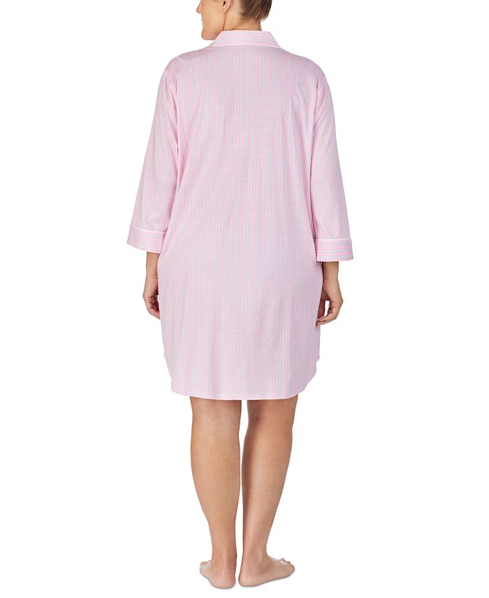 Lauren Ralph Lauren Plus Size Striped Jersey Knit Sleep Shirt Nightgown