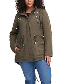 Plus Size Trendy Lightweight Parachute Cotton Hooded Jacket