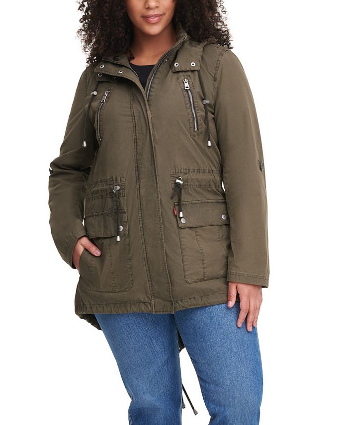 Levi's Plus Size Trendy Lightweight Parachute Cotton Hooded Jacket &  Reviews - Coats & Jackets - Plus Sizes - Macy's