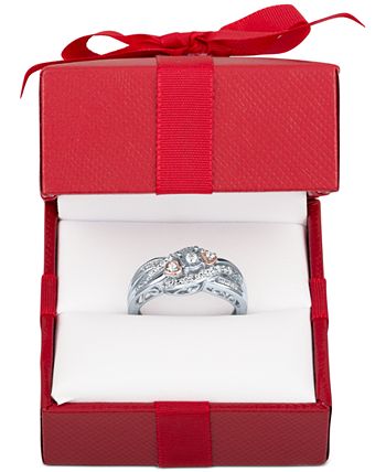Promised Love - Diamond Promise Ring (1/4 ct. t.w.) in Sterling Silver & 14k Rose Gold-Plate