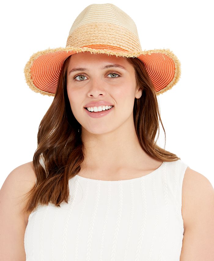 Steve Madden Straw Colorblocked Panama Hat - Macy's