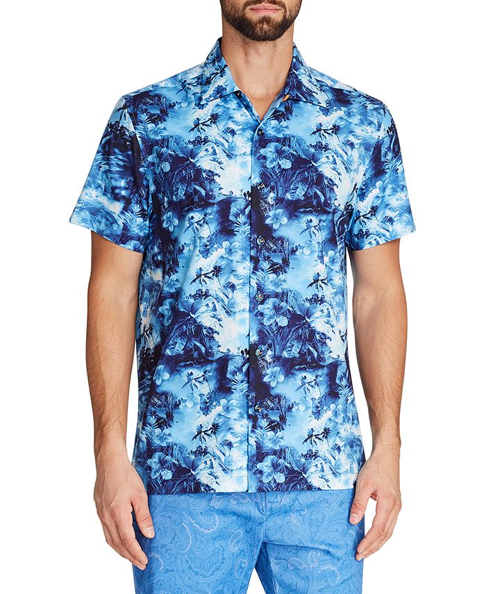 Tallia Tallia Men's SlimFit Performance Stretch Tropical Camp Shirt