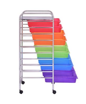 10 Drawer Rolling Storage Cart Scrapbook Paper Office School Organizer