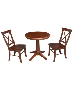 Shop International Concepts 30" Round Top Pedestal Table With 2 Chairs In Brown