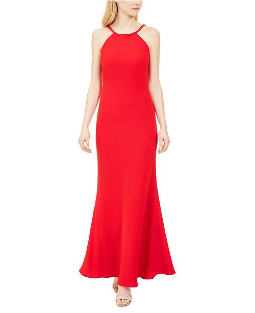 Calvin Klein Open Back Halter Gown Reviews Dresses Women