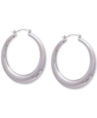 GUESS - Silver-Tone Large Graduated Tubular Hoop Earrings, 2.5"