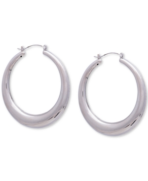 image of Guess Silver-Tone Large Graduated Tubular Hoop Earrings, 2.5