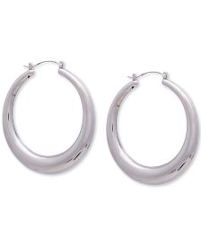 Silver-Tone Large Graduated Tubular Hoop Earrings, 2.5" 